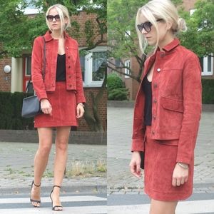 ❗S O L D❗ Zara red Suede faux leather jacket